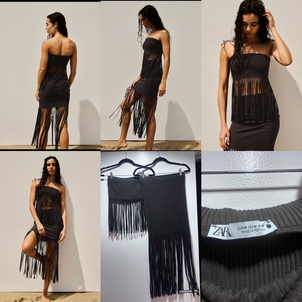Zara fringe top and skirt matching set